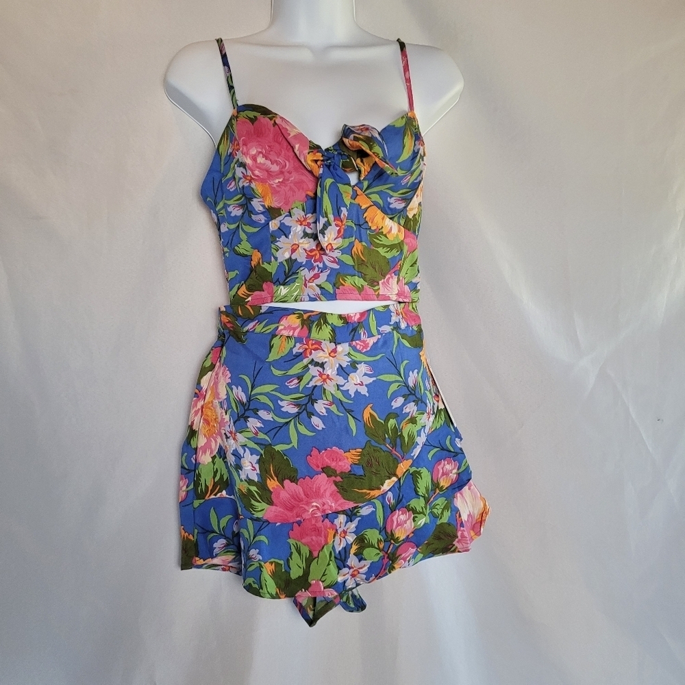 B.O.G. Lottie & Holly Summer Vacation Floral 2 Piece Tank & Skort Size Small
